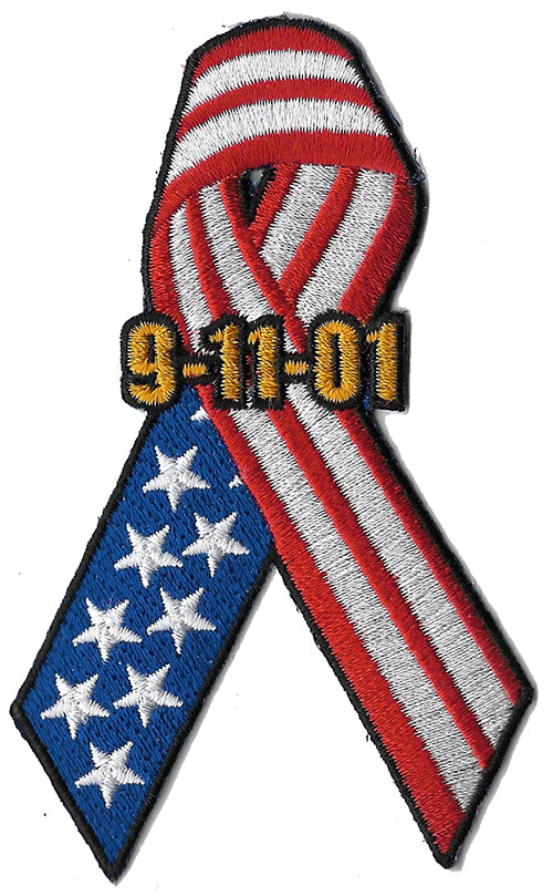 9-11 Ribbon Flag Fire Patch