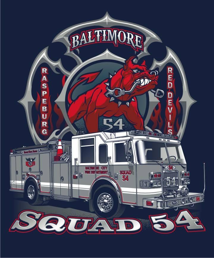 Baltimore Squad 54  Pitbull Navy Tee Small Only