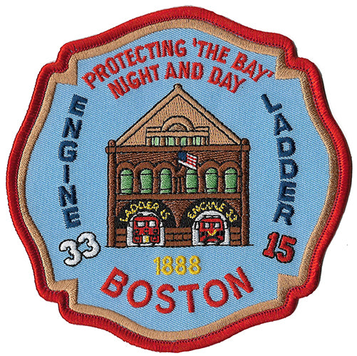 Boston Engine 33 Ladder 15 Protecting the Bay Night & Day NEW Fire Patch