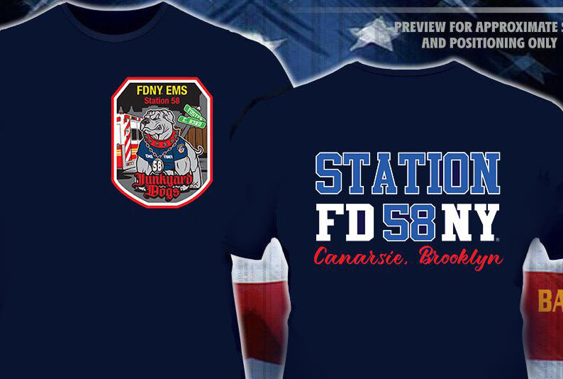 Fdny Ems Station 58 Junkyard Dogs Canarsie Brooklyn Navy Tee Eagle