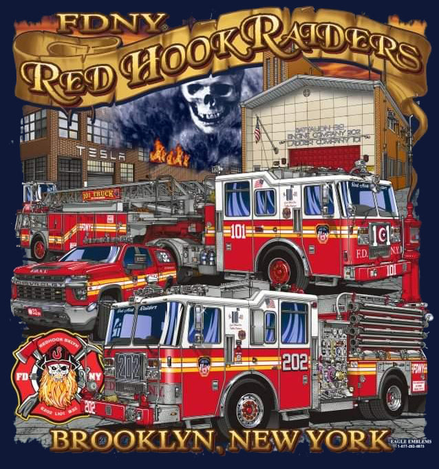 FDNY Engine 202 Ladder 101 Batt. 32 Red Hook Raiders Brooklyn NEW Fire Tee