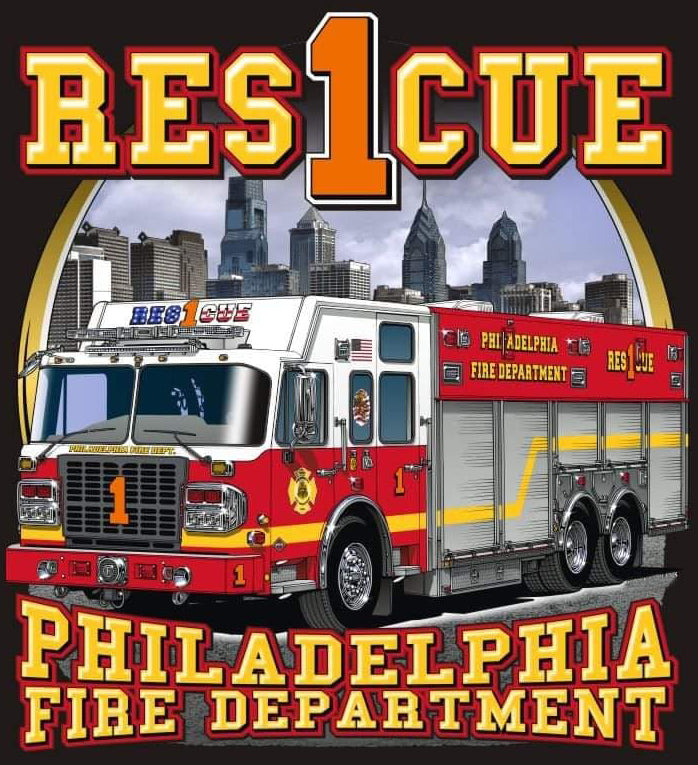 Philadelphia Rescue 1 NEW Black Tee Small-Medium- Large Only