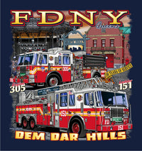 Load image into Gallery viewer, FDNY E305 L151 Dem Dar Hills Queens Fire Tee
