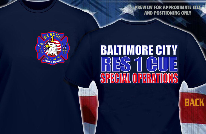 Baltimore Rescue 1 Navy Station Tee NEW