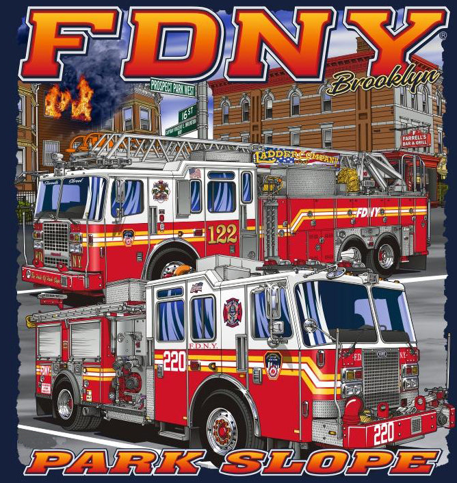 FDNY E-220 L-122 NEW Park Slope, Brooklyn Fire Tee | Eagle Emblems