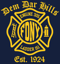 Load image into Gallery viewer, FDNY E305 L151 Dem Dar Hills Queens Fire Tee
