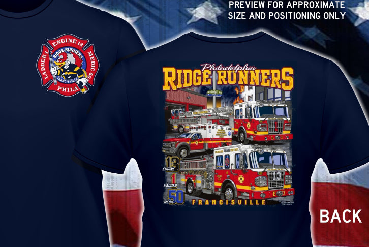 Philadelphia Engine 13 Ladder 1  Ridge Runners Fire Tee
