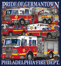 Load image into Gallery viewer, Philadelphia E-9 L-8 M-28 D-3 Pride of Germantown Fire Tee
