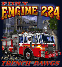 Load image into Gallery viewer, FDNY E-224 Trench Dawgs Brooklyn Fire Tee
