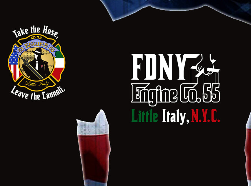 FDNY Engine 55 Little Italy Godfather Black Fire Tee Eagle Emblems