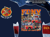 Load image into Gallery viewer, FDNY E-16 TL-7 NEW APPARATUS!  Pride of Kips Bay- Empire State Building Fire Tee
