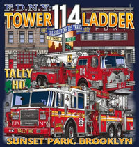 Load image into Gallery viewer, FDNY Tower Ladder 114 Tally Ho Brooklyn Navy Tee
