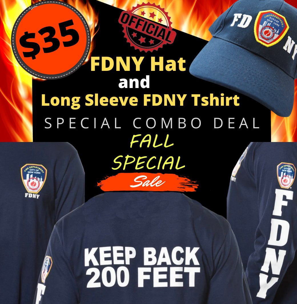 FDNY Long Sleeve Tee & Hat Fall Fire Special