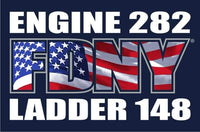 Load image into Gallery viewer, FDNY E282 Ladder 148 Boro Park Flag Design NEW Fire Tee Medium Only
