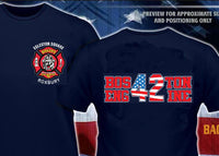 Load image into Gallery viewer, Boston Engine 42 Flag Design on Back Navy Tee Small Only
