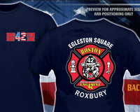 Load image into Gallery viewer, Boston Engine 42 Maltese Design  Back Navy Tee Small 4XL/5XL  Only
