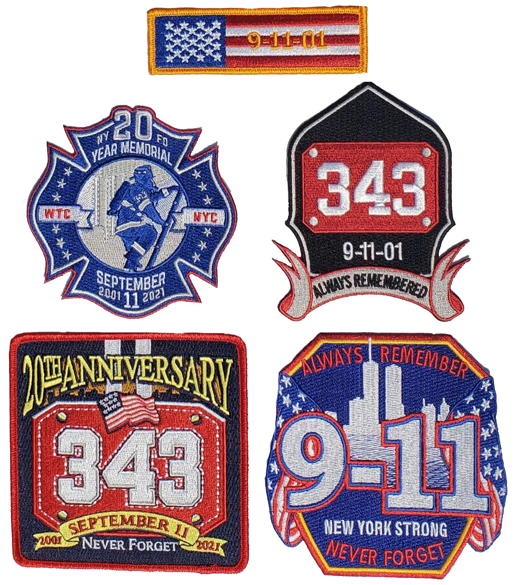 9-11 Always Remembered 20th Anniversary Fire Patch Lot of 5