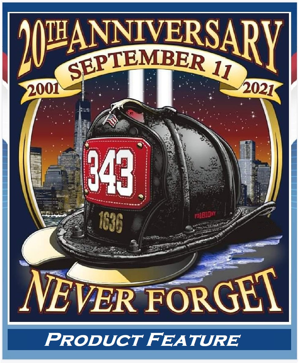 20th Anniversary 9-11 Tee Never Forget Navy Fire Tee NO Large or XL