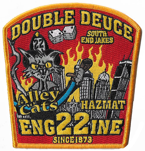 Boston Fire Engine 22 Double Deuce Red Design Haz Mat Fire Patch