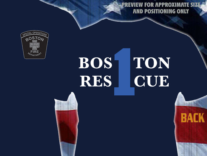 Boston Rescue 1 Special Operations Left Chest /  RES1CUE Back Navy Tee