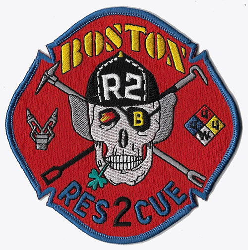 Boston Rescue 2 Skull Design Red Background Fire Patch