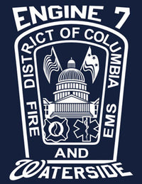 Load image into Gallery viewer, DCFD Engine 7  National&#39;s Stadium Capital Building  Navy Tee Medium Only
