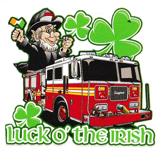 Luck o' the Irish Shamrock Fire Decal with Apparatus