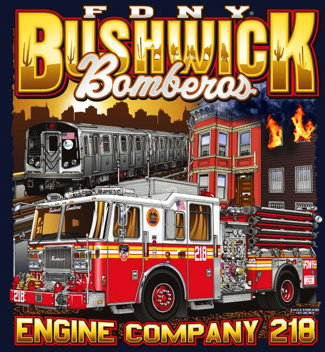 FDNY Engine 218 "Bushwick Bomberos" Brooklyn Fire Tee Small Only