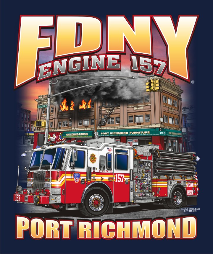 FDNY E-157 Port Richmond Navy Tee Small-Medium-Large Only