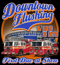 Load image into Gallery viewer, New York City Fire  E-273 L-129 &quot;Shea Stadium Mets&quot; Black Tee
