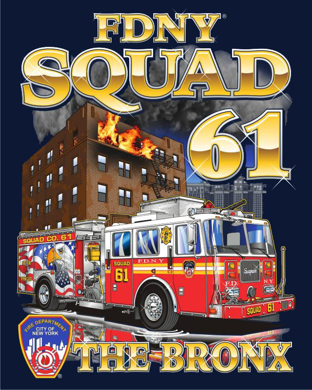 FDNY Squad 61 "The Bronx" Navy Fire Tee