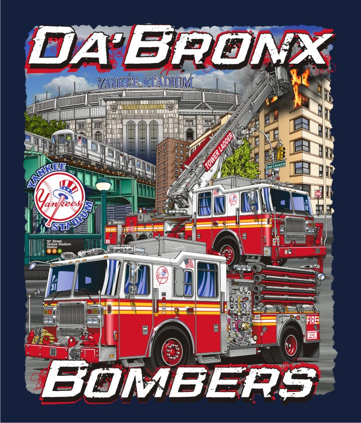 New York City Da Bronx Bombers Yankee Navy Fire Tee