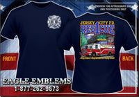 Load image into Gallery viewer, Jersey City, NJ Rescue 1 Anytime, Anywhere, Any Job Navy Fire Tee
