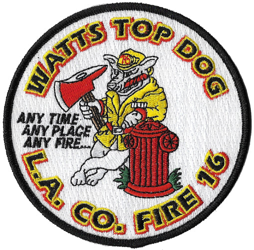 LA County Station 16 Watts Top Dog Black Border Fire Patch