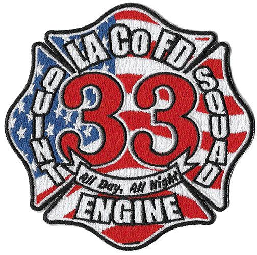 LA County Station 33 Patch All Day, All Night Red-White-Blue Fire Patch