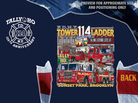 Load image into Gallery viewer, FDNY Tower Ladder 114 Tally Ho Brooklyn Navy Tee
