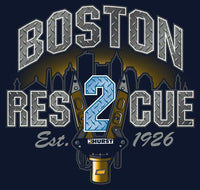 Load image into Gallery viewer, Boston Rescue 2 Skull &amp; USA Flag Fire Tee
