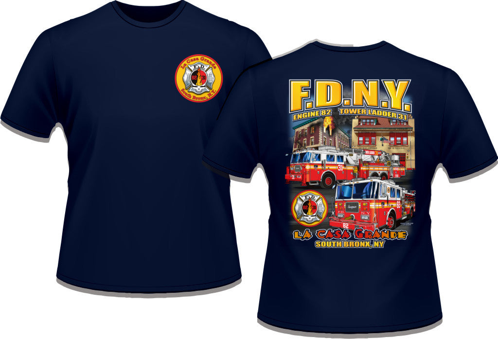 T-Shirt Vigili Del Fuoco NY Engine 58 Ladder 26 - 100% Cotone - Motivo Harlem - Uomo E Donna