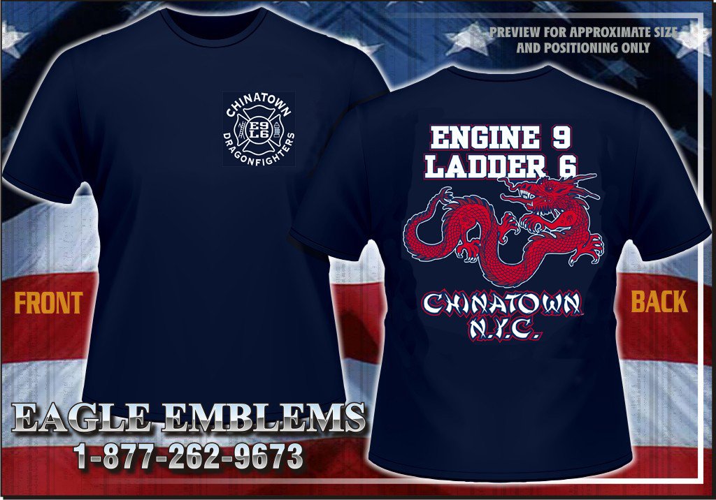 New York City E-9 L-6 Dragonfighters Tee Eagle Emblems Graphics