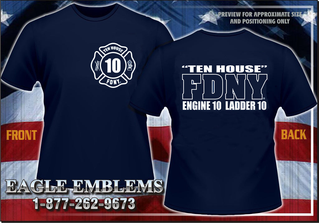 FDNY Engine 10 Ladder 10 Ten House Navy Tee