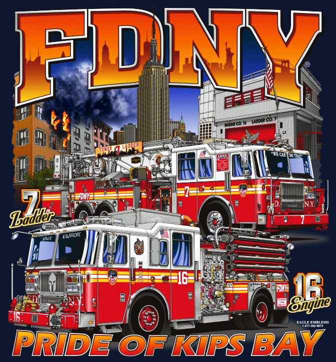 FDNY E-16 TL-7 Protecting Kips Bay- Empire State Building Fire Tee Small Only