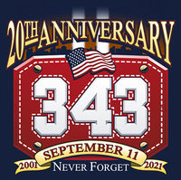 Load image into Gallery viewer, 20th Anniversary 9-11 Tee Never Forget Navy Fire Tee NO Large or XL
