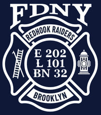 Load image into Gallery viewer, FDNY Engine 202 Ladder 101 Batt. 32 Red Hook Raiders Brooklyn NEW Fire Tee
