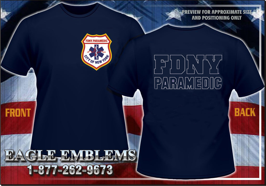 FDNY PARAMEDIC  Navy Station EMS Tee - 5XL Only