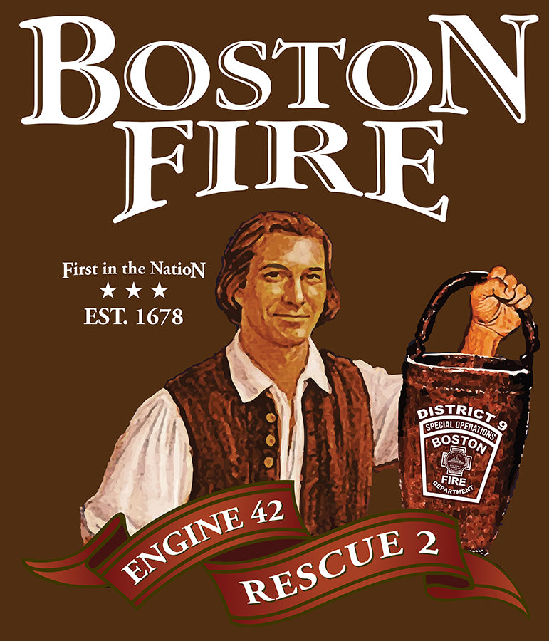 Boston Engine 42 Rescue 2 District 9 Sam Adams BROWN Tee