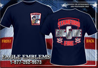 Load image into Gallery viewer, Stamford, CT Engine 6 Rail Road Crossing Navy Tee Small/Medium
